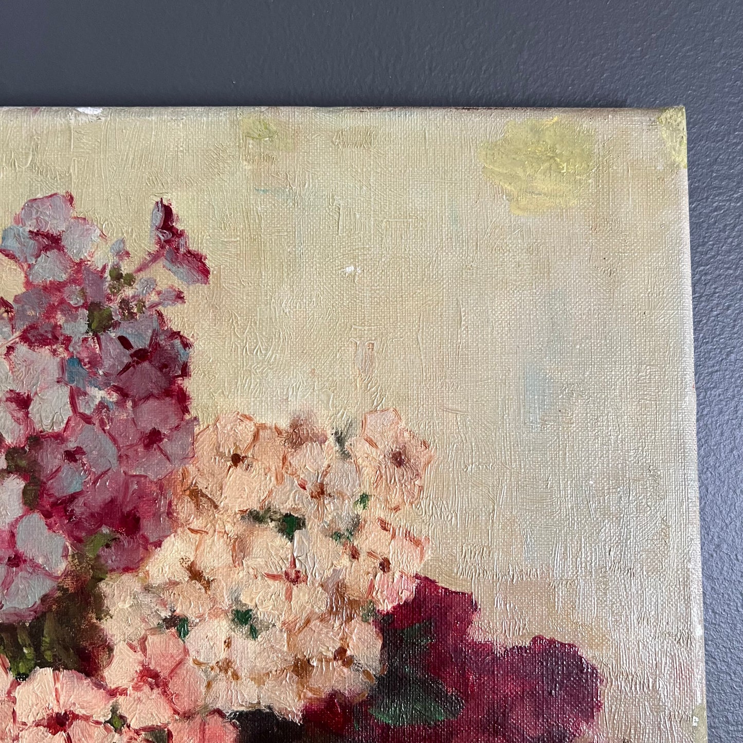 Vintage Oil Painting Still Life Phlox Flowers in Vase Dutch