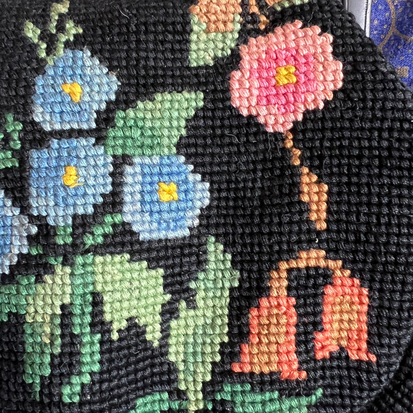 Vintage Floral Needlepoint Tapestry Small Handbag
