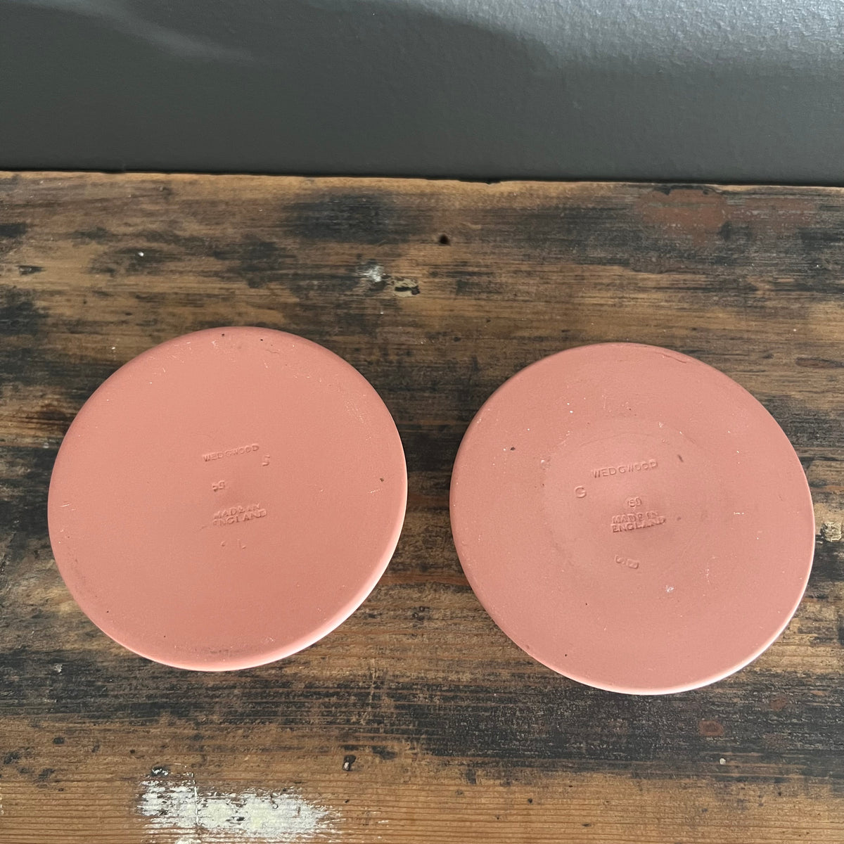 Vintage Wedgwood Jasperware Terracotta Candlestick Holders Grapevine Pair
