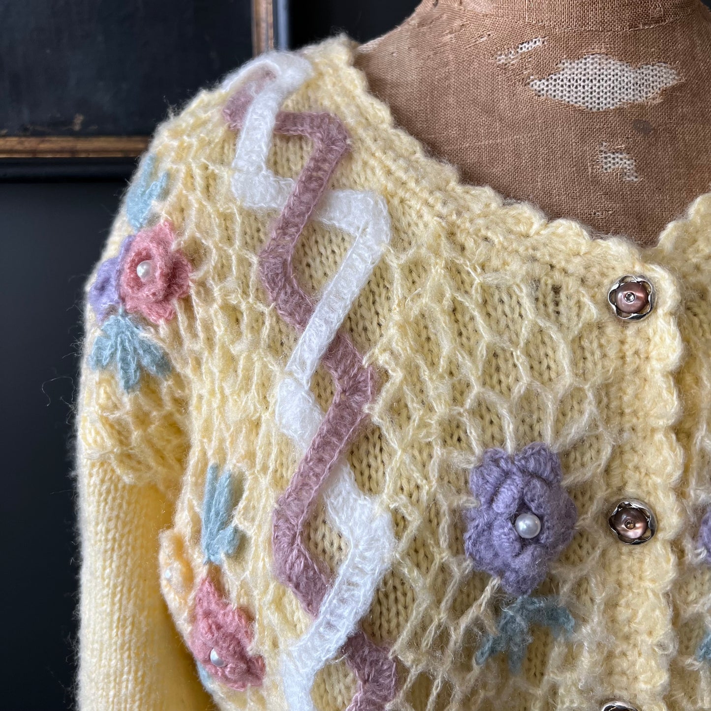 Pretty Pastels and Pearls Vintage Cardigan Knit