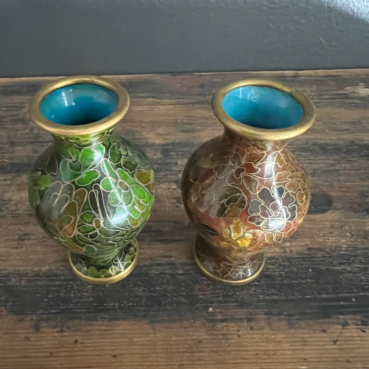 Vintage Small Cloisonné Vase Brown