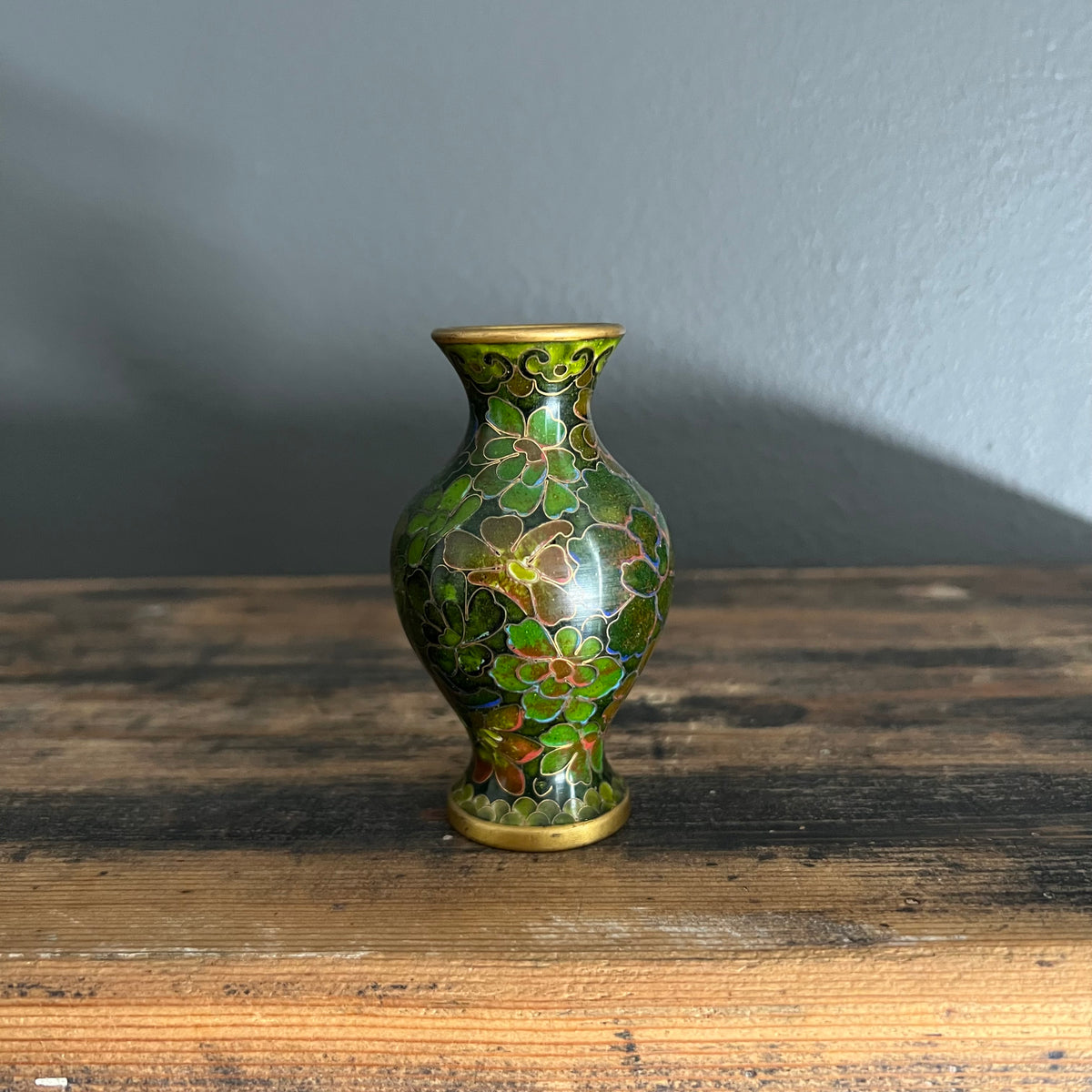 Vintage Small Cloisonné Vase Green