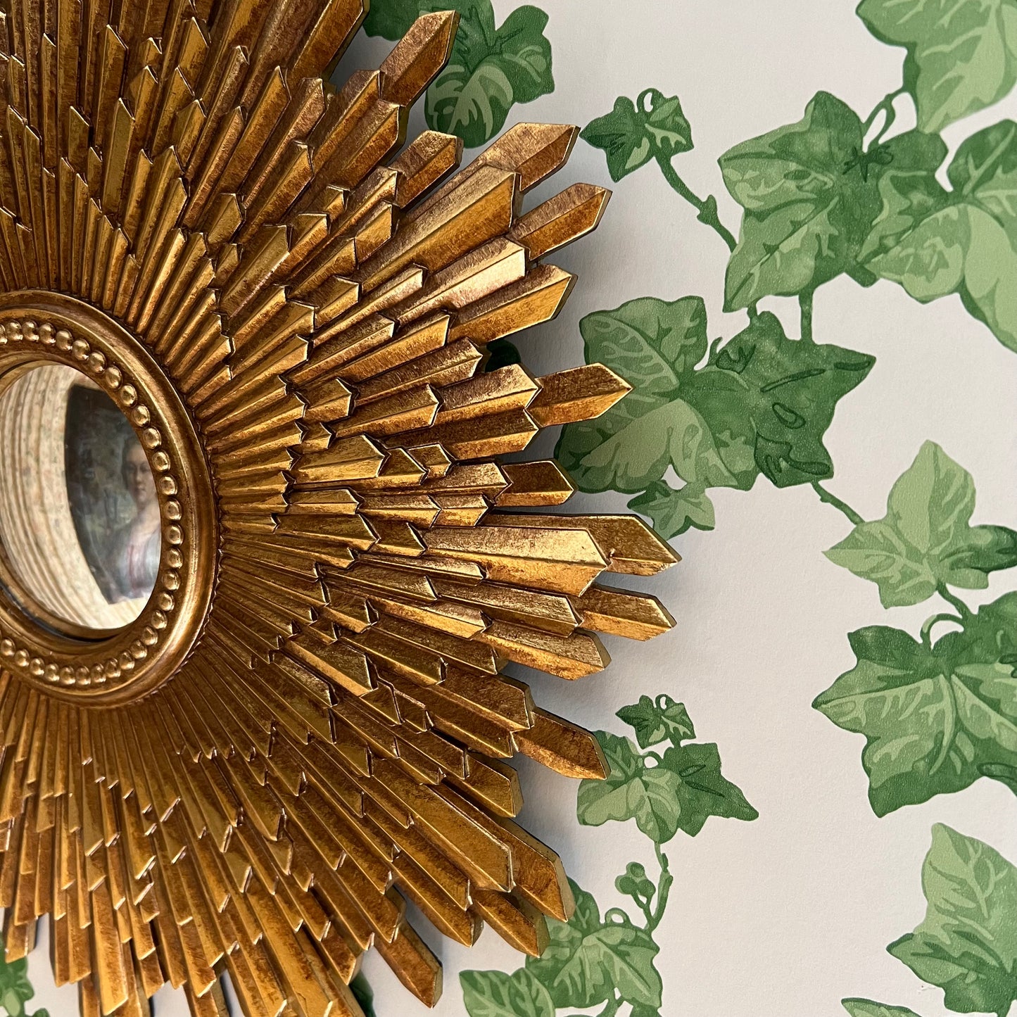 Golden Sunburst Convex Mirror- Fancy