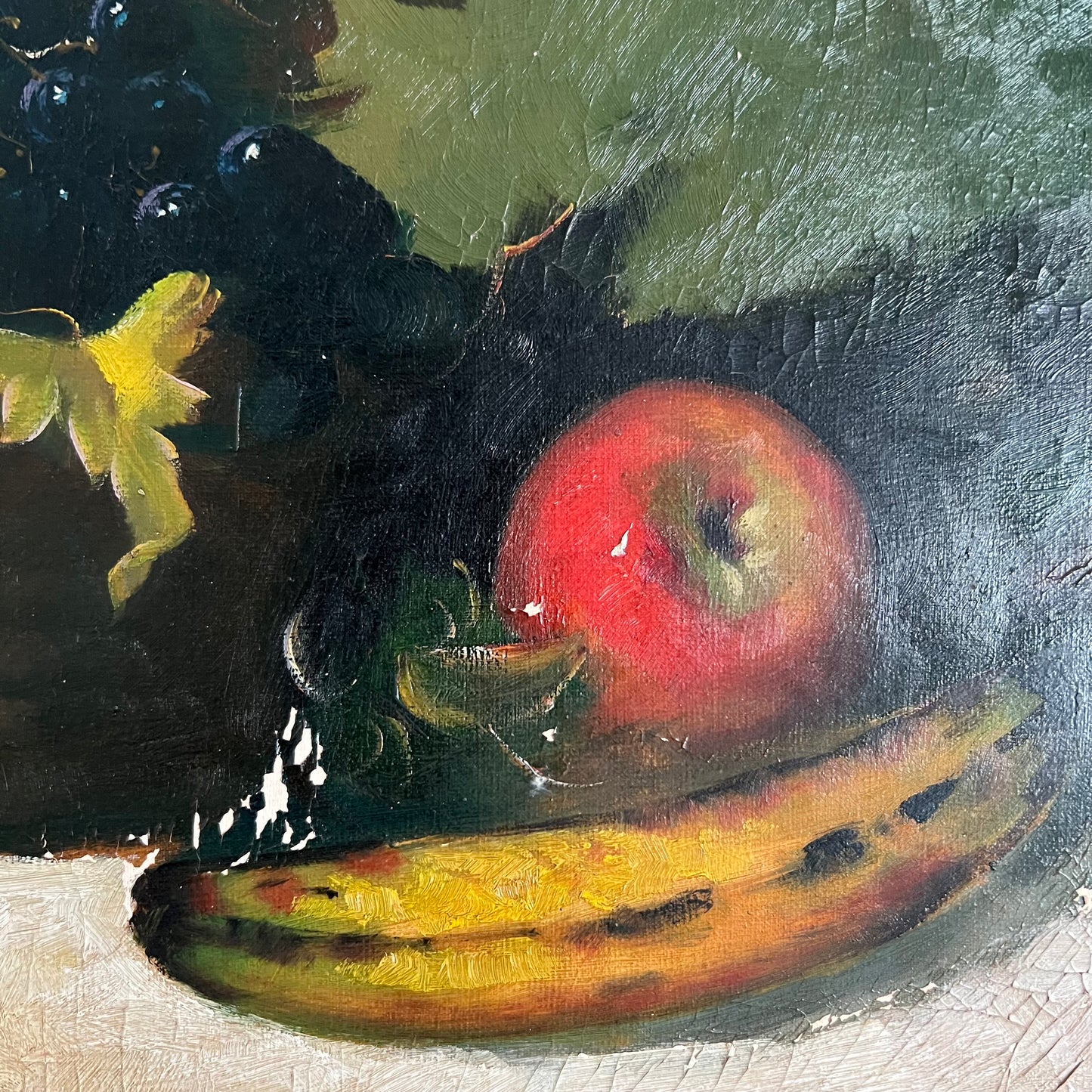 Vintage Oil Painting Still Life Fruit Bowl Italy