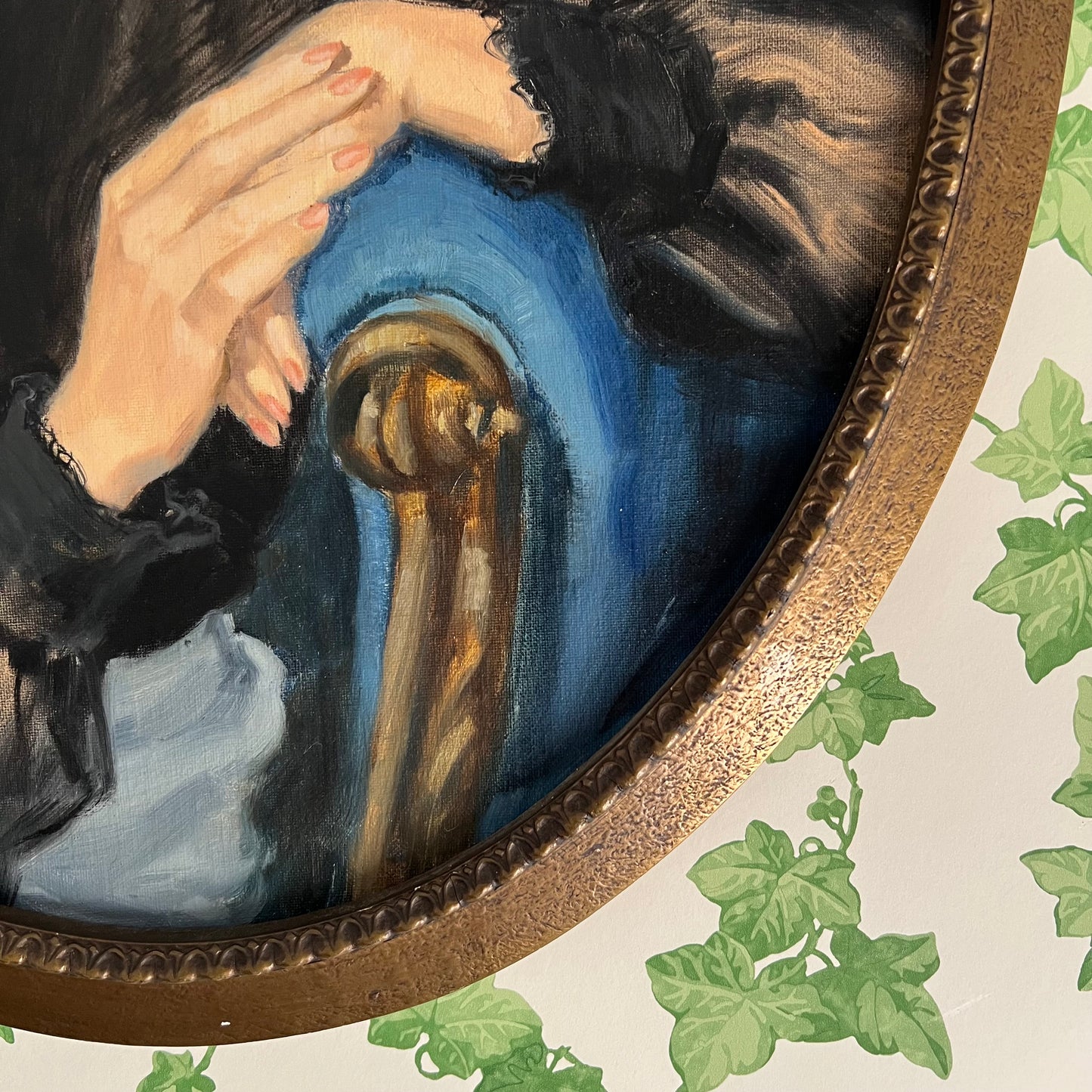 Vintage Oil Painting Portrait Retro Glam Blonde Woman 1970