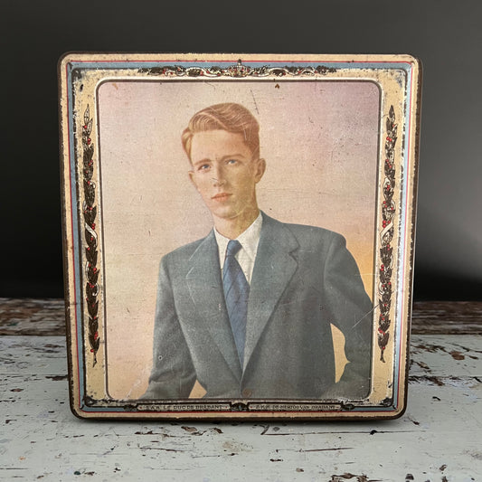 Vintage French Tin Gentleman in Blue Suit