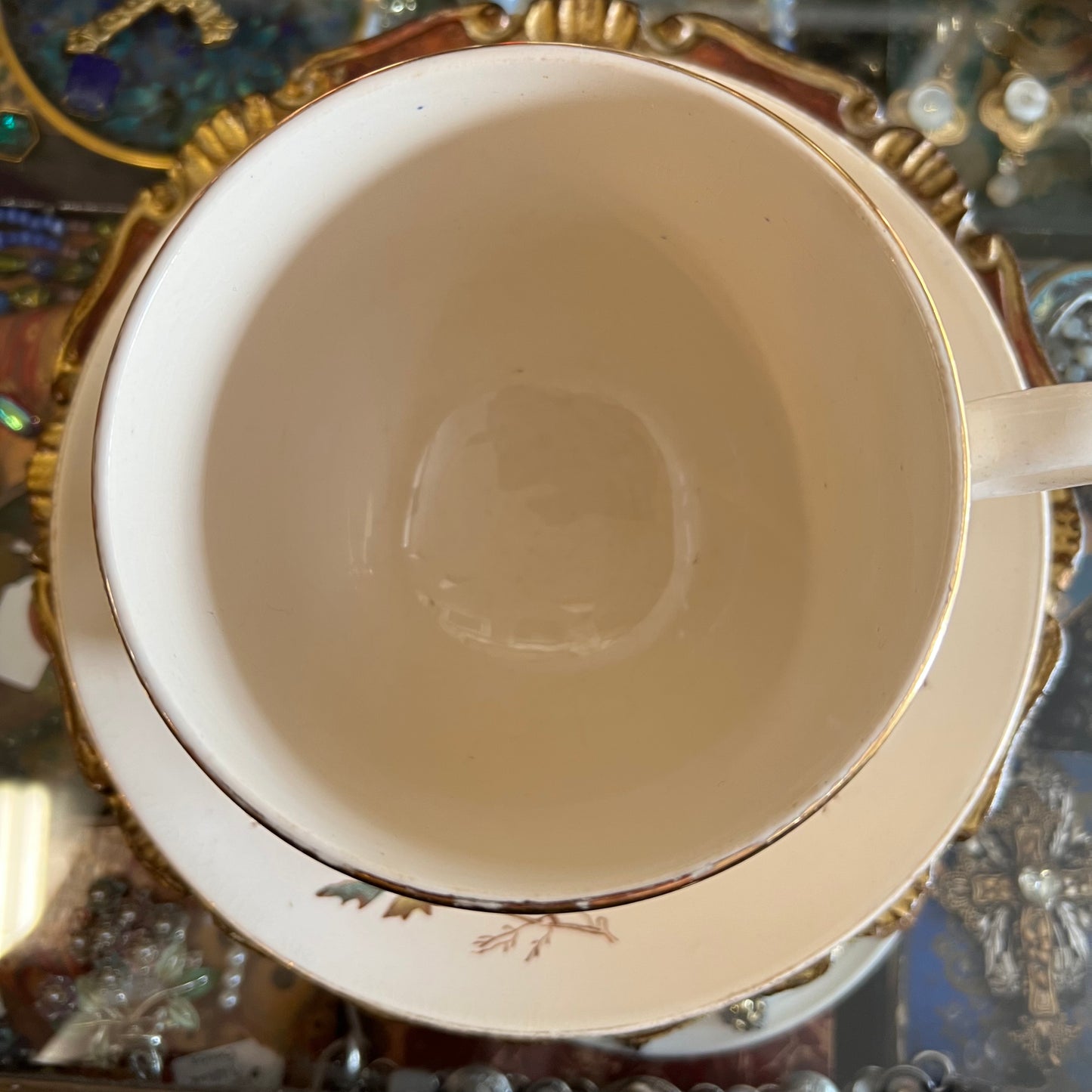 Beautiful Antique Ironstone Breakfast Cup & Saucer c1880s HUGE & Rare