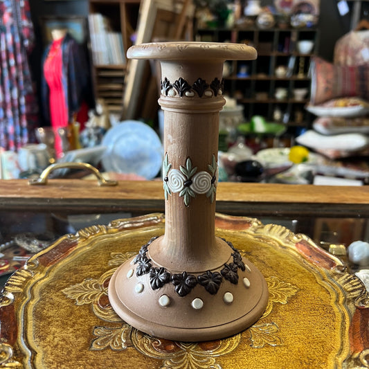 Antique Doulton Lambeth England Siliconware Stoneware Candlestick