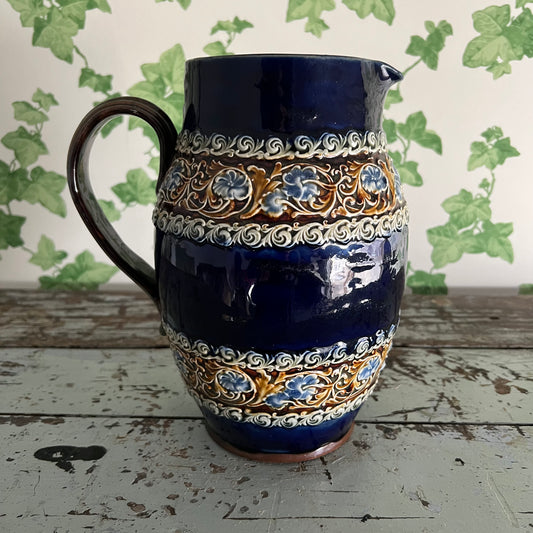Large Antique Doulton Lambeth Embossed Pitcher Jug