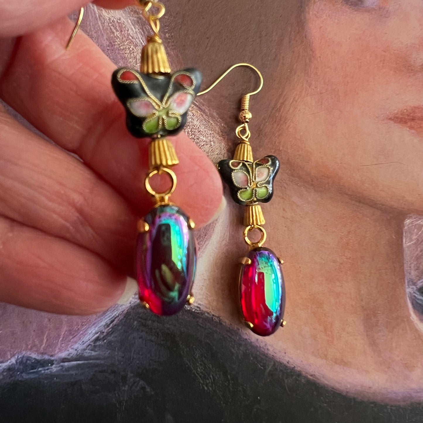 Cloisonné Butterfly Earrings