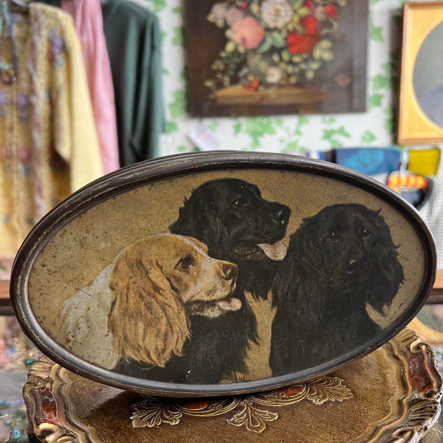 Vintage Tin Trio of Dogs