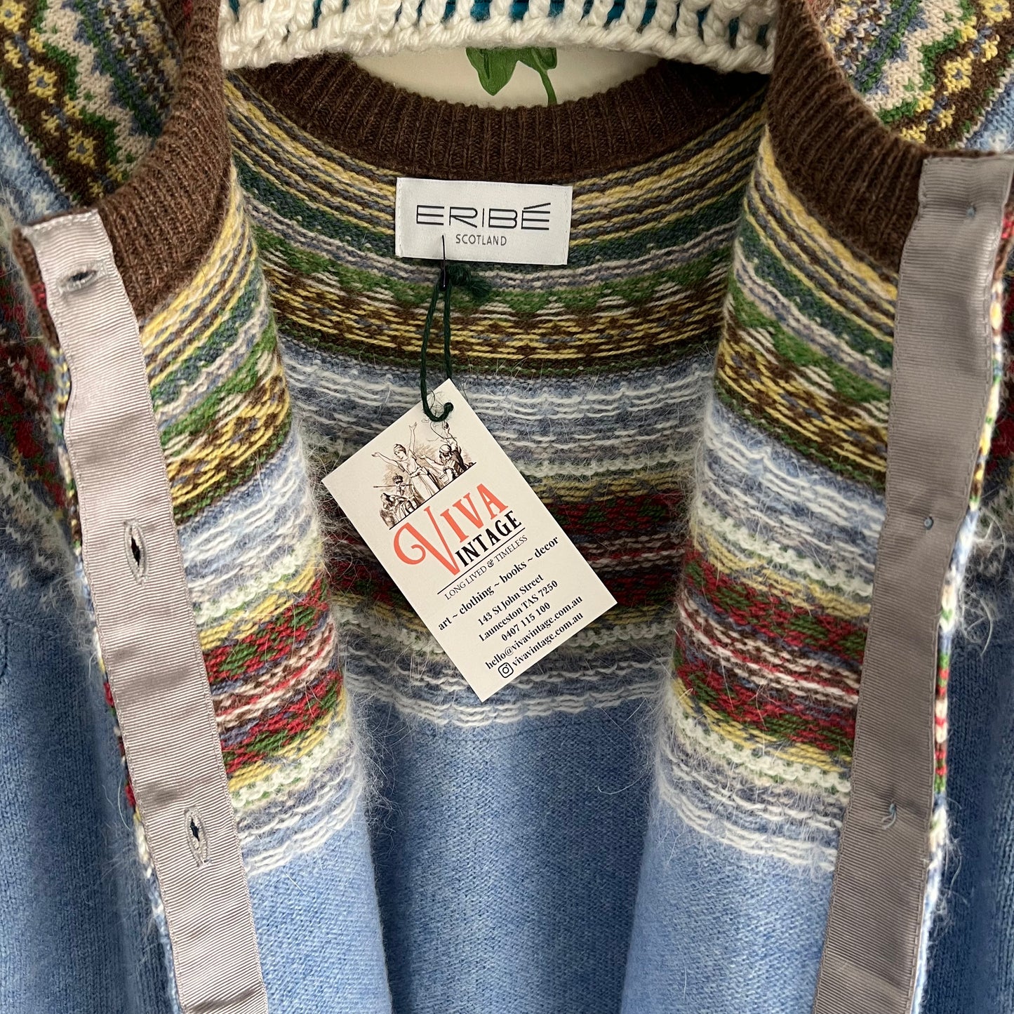 Fair Isle Wool Cardigan by Eribe Scotland XXL 16/18~ as new