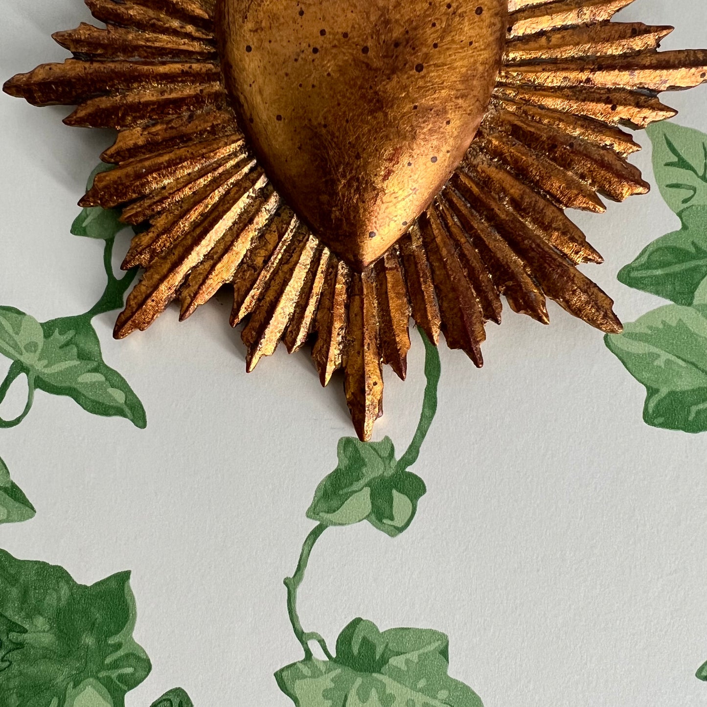 Golden Sacred Heart with Flame
