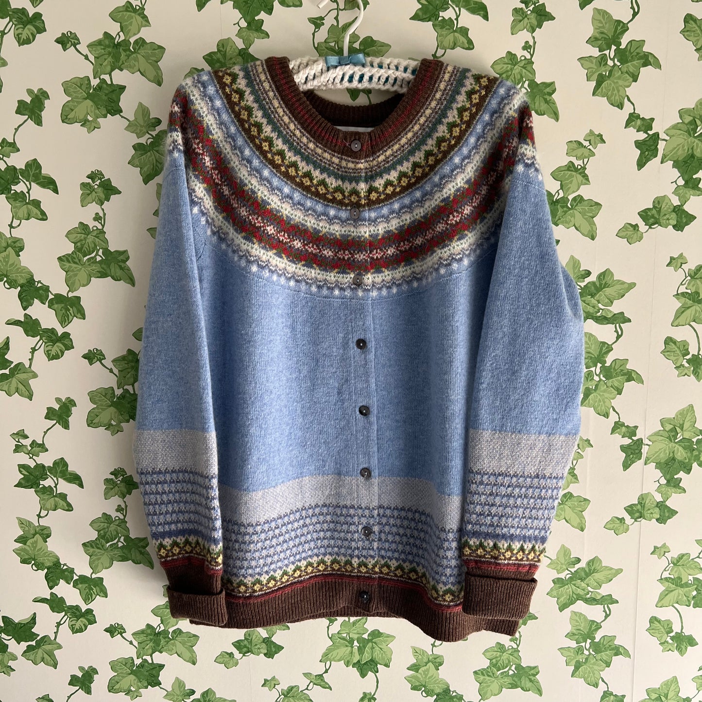Fair Isle Wool Cardigan by Eribe Scotland XXL 16/18~ as new