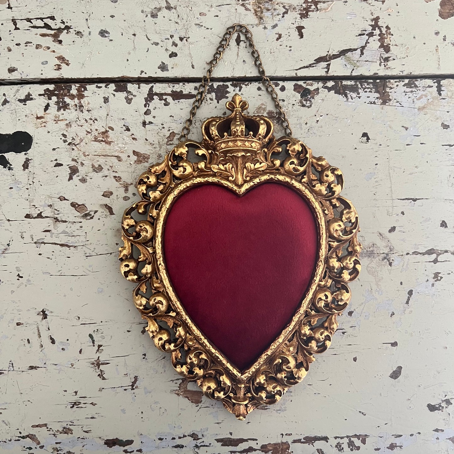 Hanging Ornate Heart with Crown