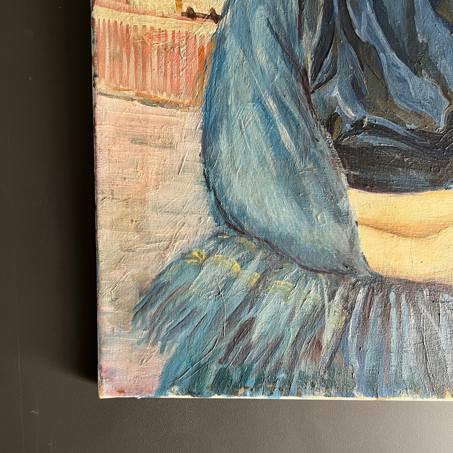 Vintage Oil Painting Portrait Girl in Blue