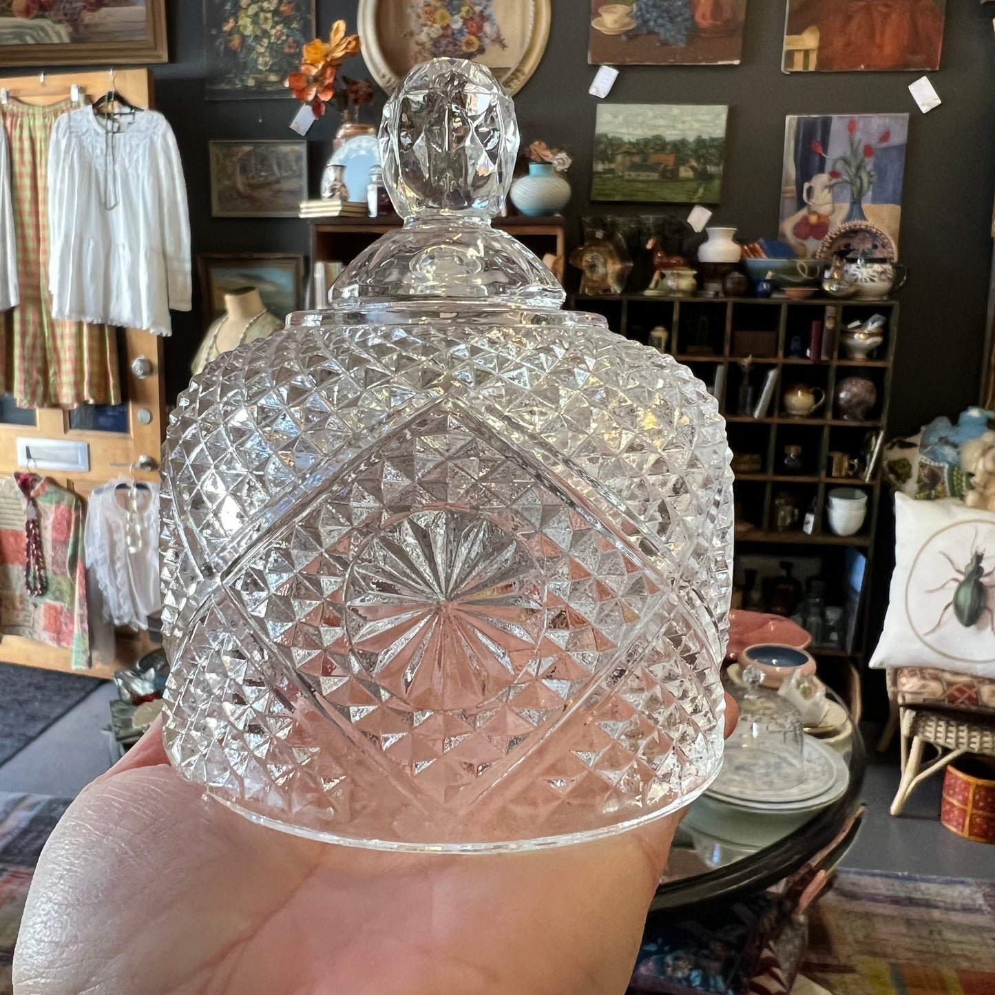 Vintage Cut Glass Cloche Dome