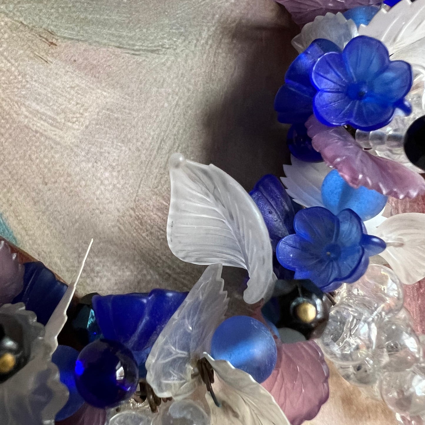 Vintage 1950s Glass Beads, Flowers & Grape Bunches with Lucite Leaves