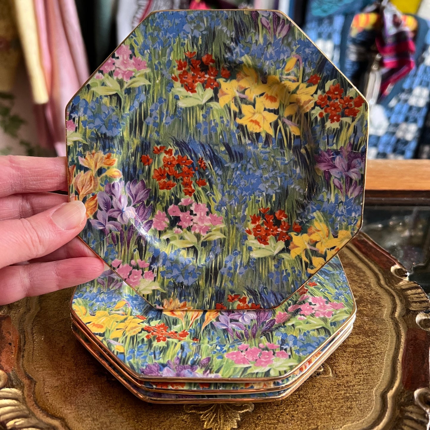 Rare 1920s ‘Mayflower’ Floral Pattern Plates by Royal Staffordshire Pottery Set 4