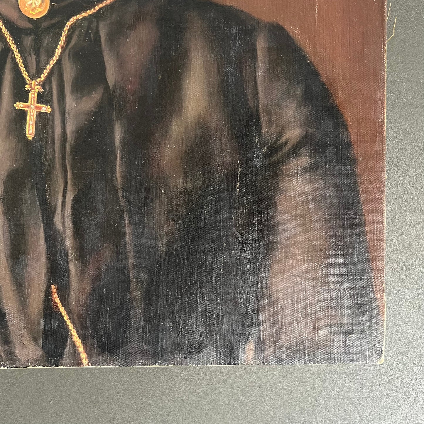 Antique Oil Painting Portrait Young Woman with Cross 1887