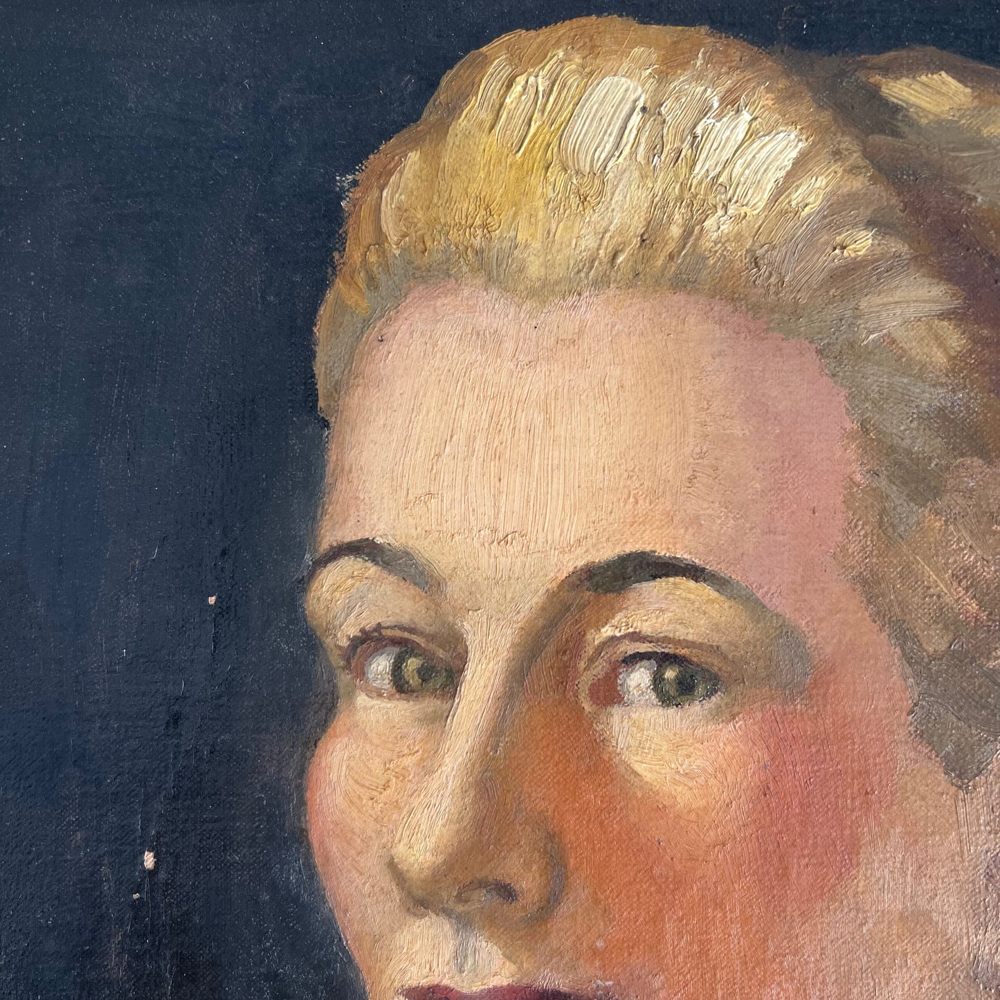 Antique Oil Painting Portrait Lady with a Lace Collar 1800s