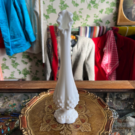 Vintage Fenton Hobnail Milk Glass Vase