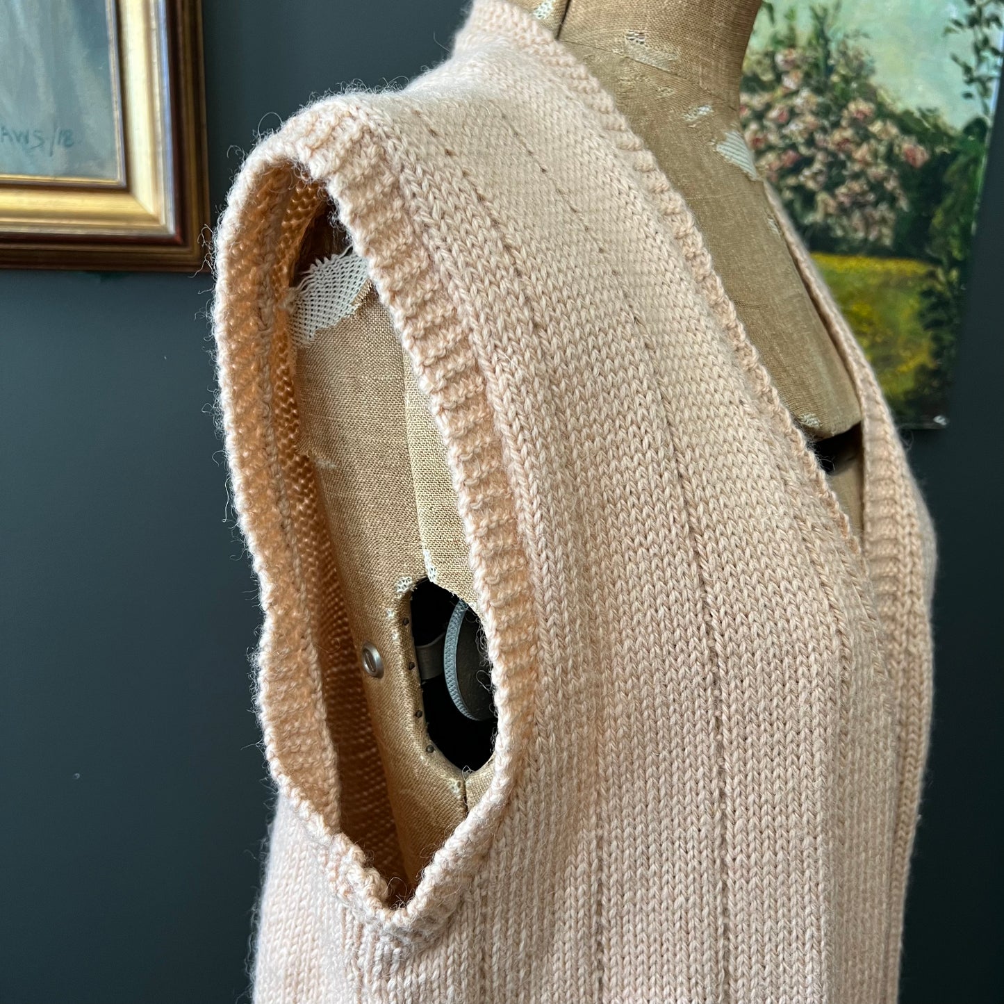 Vintage Hand Knit Blush Pink Vest