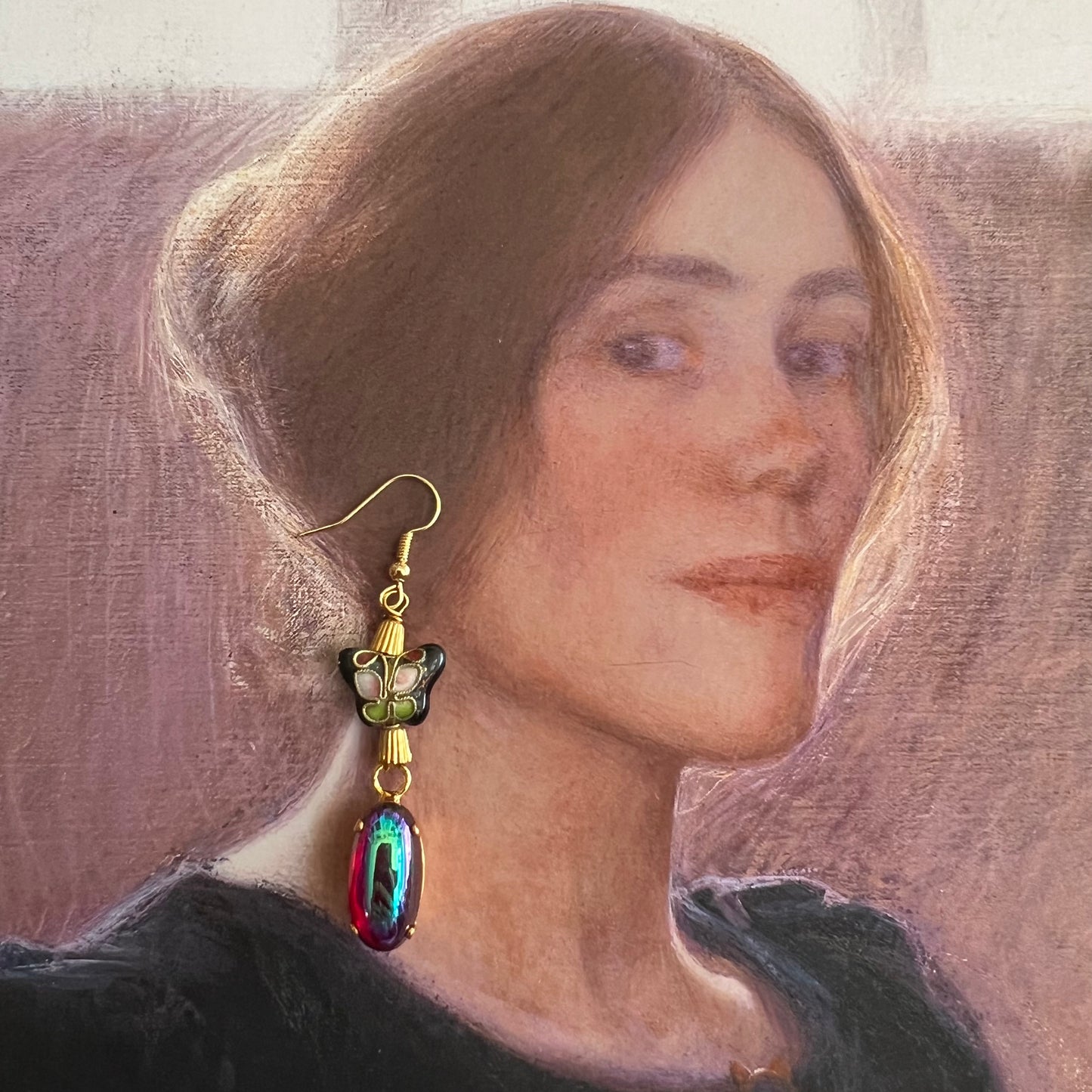 Cloisonné Butterfly Earrings