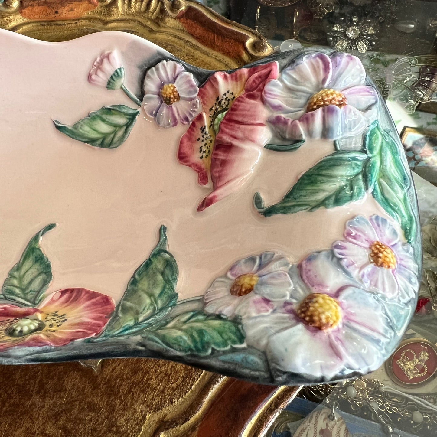 Rare 1940s Carlton Ware Embossed Floral Dish