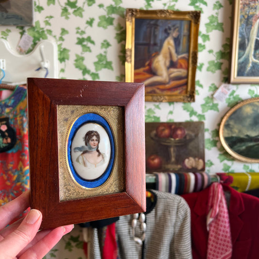 Beautiful Antique Hand Painted Portrait of a Lady with Scarf