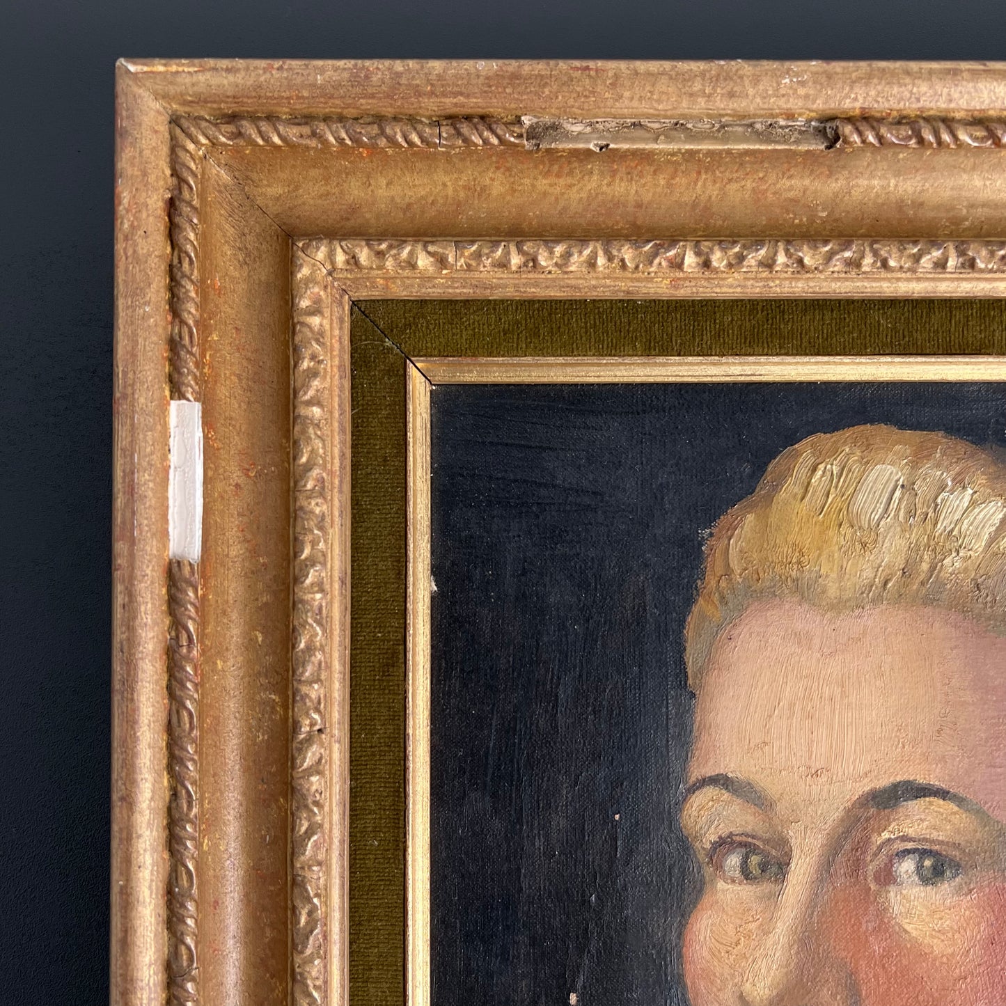 Antique Oil Painting Portrait Lady with a Lace Collar 1800s