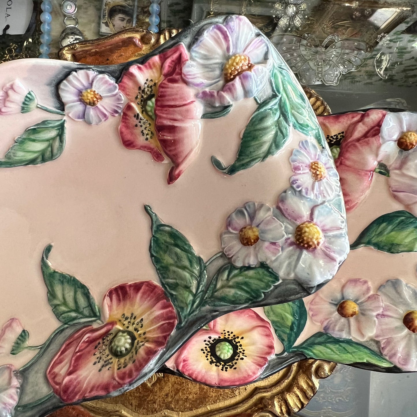 Rare 1940s Carlton Ware Embossed Floral Dish