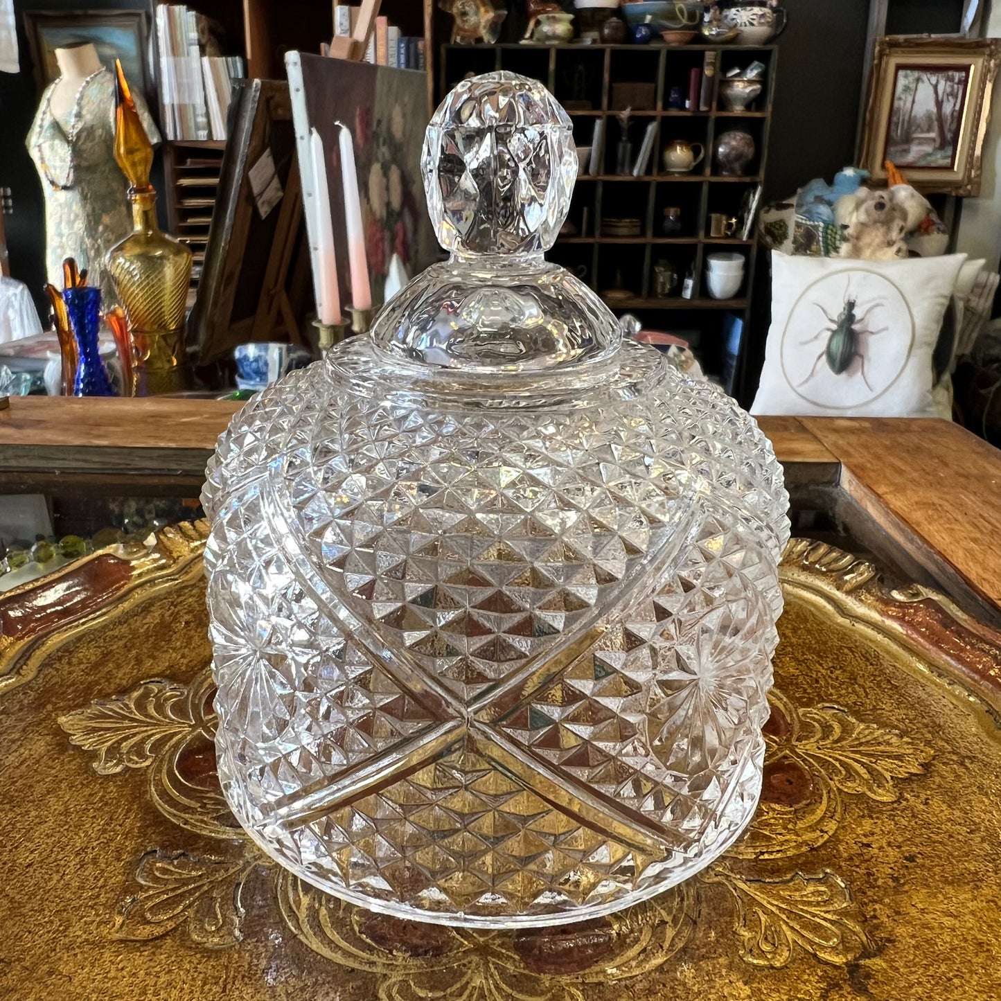 Vintage Cut Glass Cloche Dome