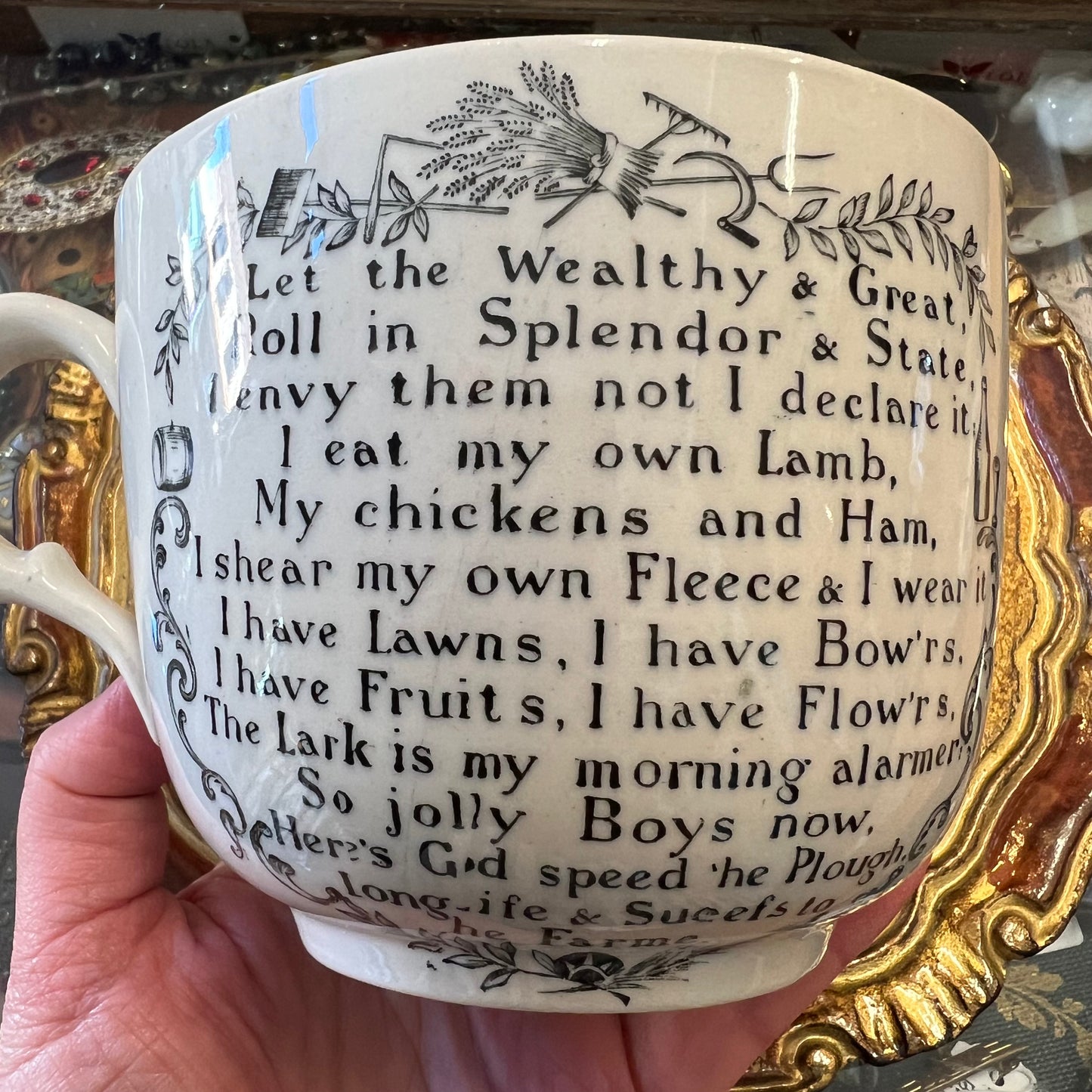 Vintage ‘The Farmer’s Arms’ Adams England Ironstone Cup & Saucer Extra Large