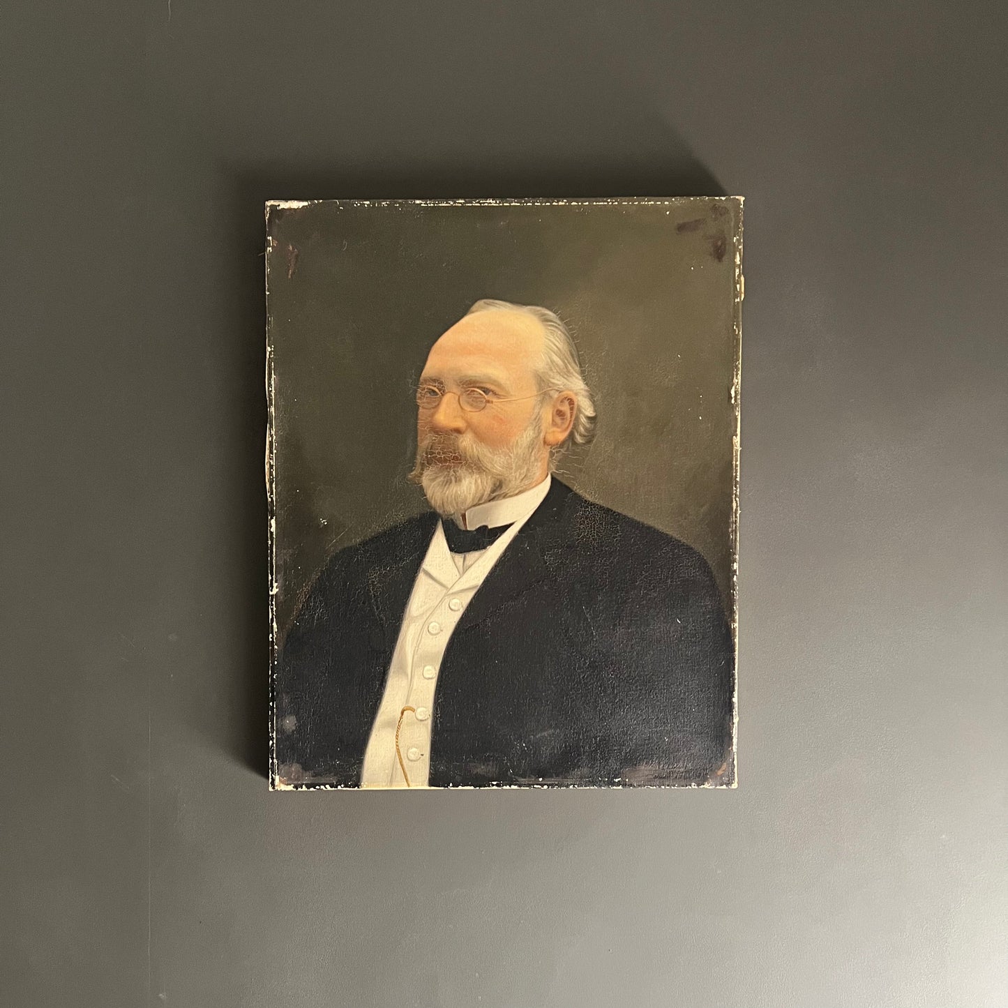 Antique Oil Painting Portrait Gentleman in Suit Dutch 1910