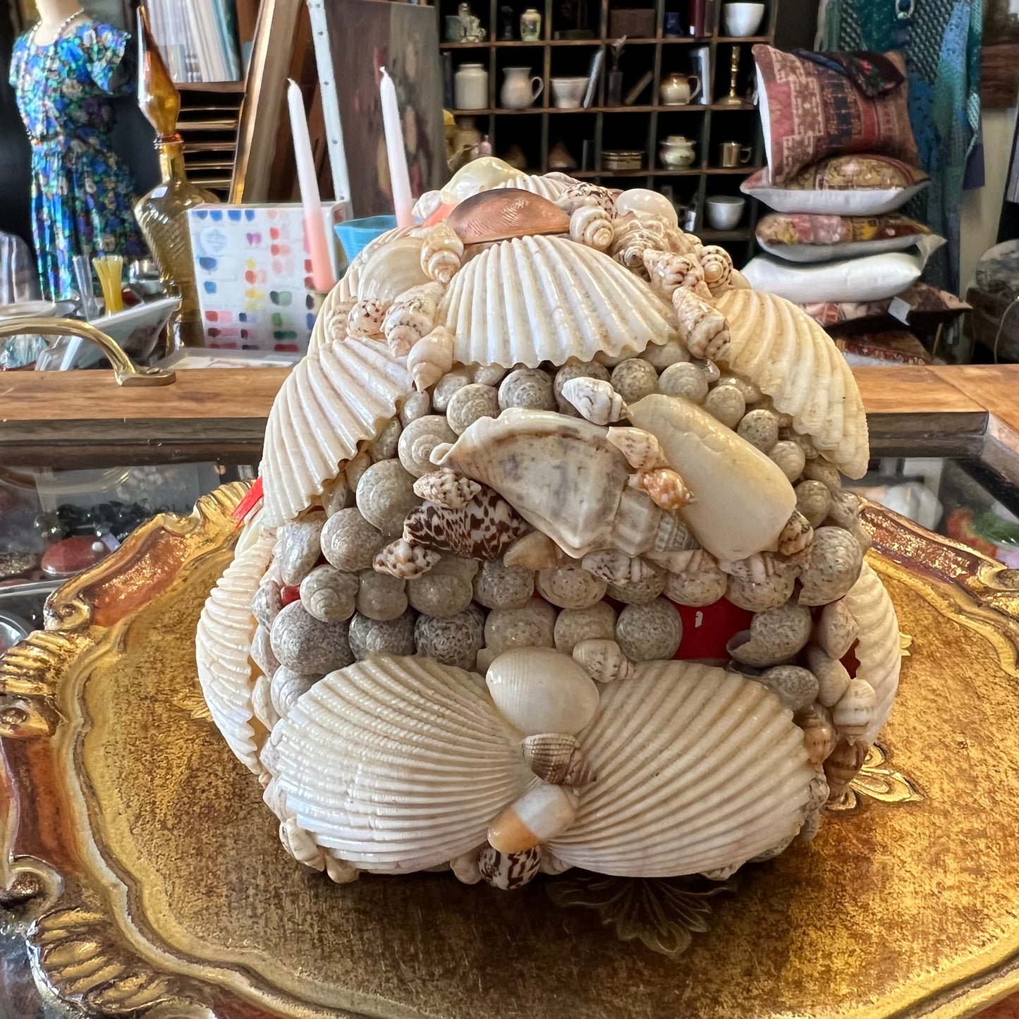 Vintage Handmade Shell Covered Box Fiji Souvenir