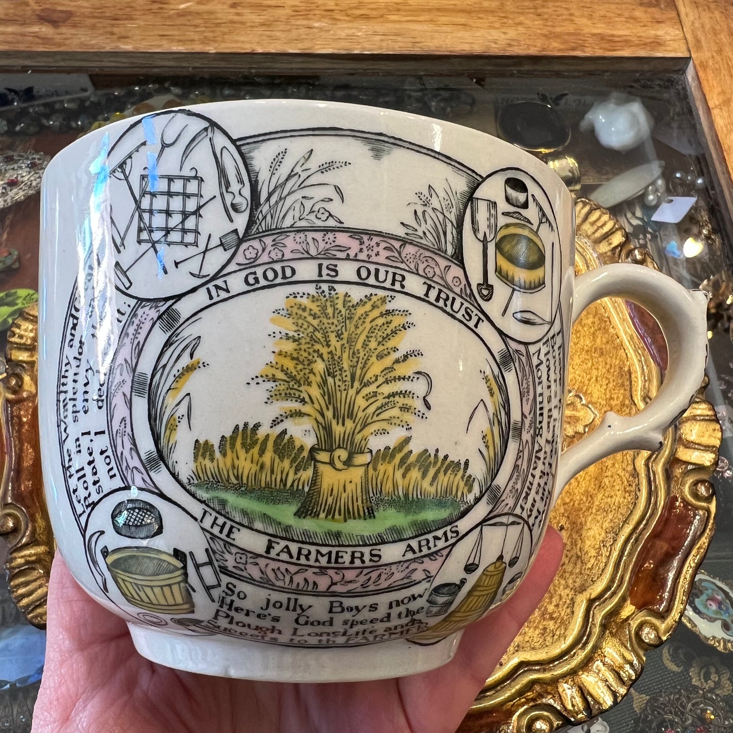Vintage ‘The Farmer’s Arms’ Adams England Ironstone Cup & Saucer Extra Large