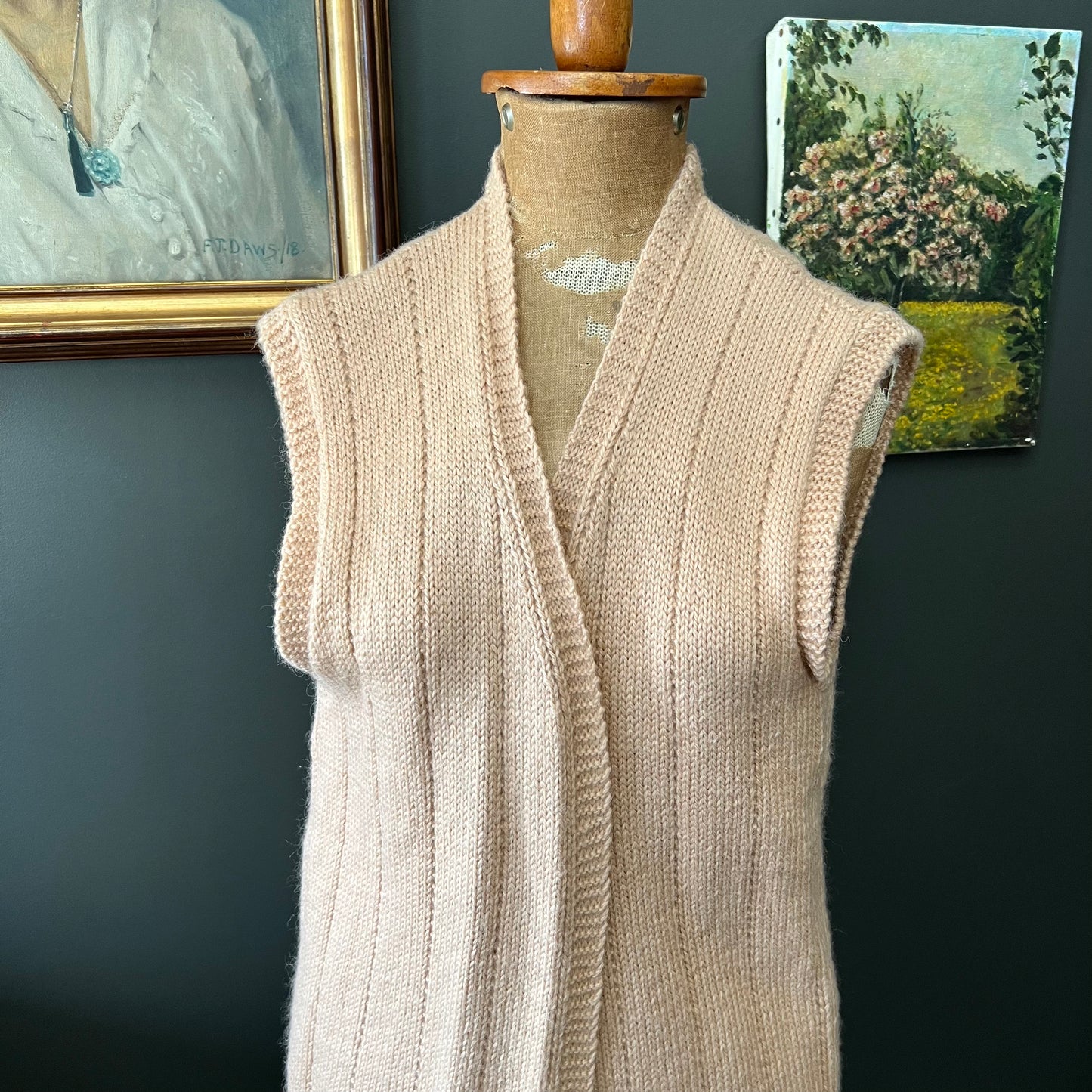 Vintage Hand Knit Blush Pink Vest