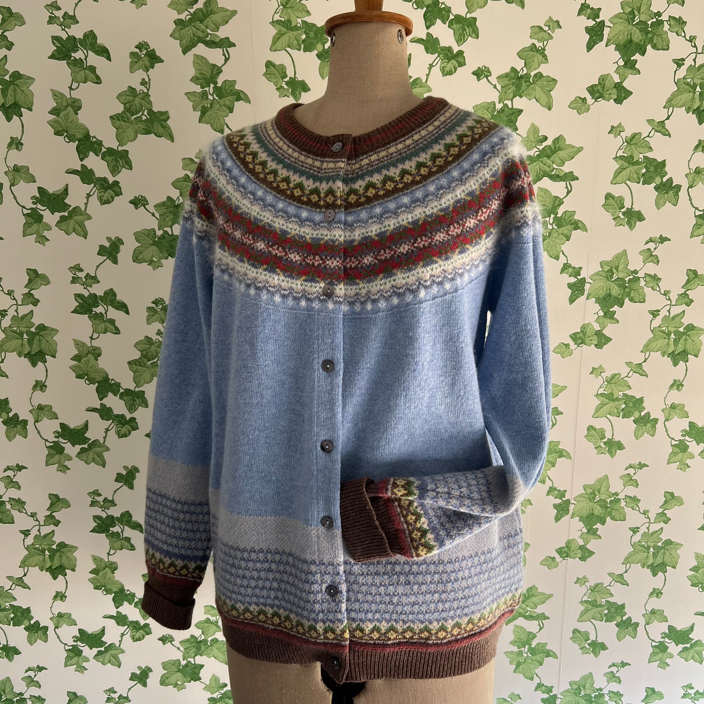Fair Isle Wool Cardigan by Eribe Scotland XXL 16/18~ as new