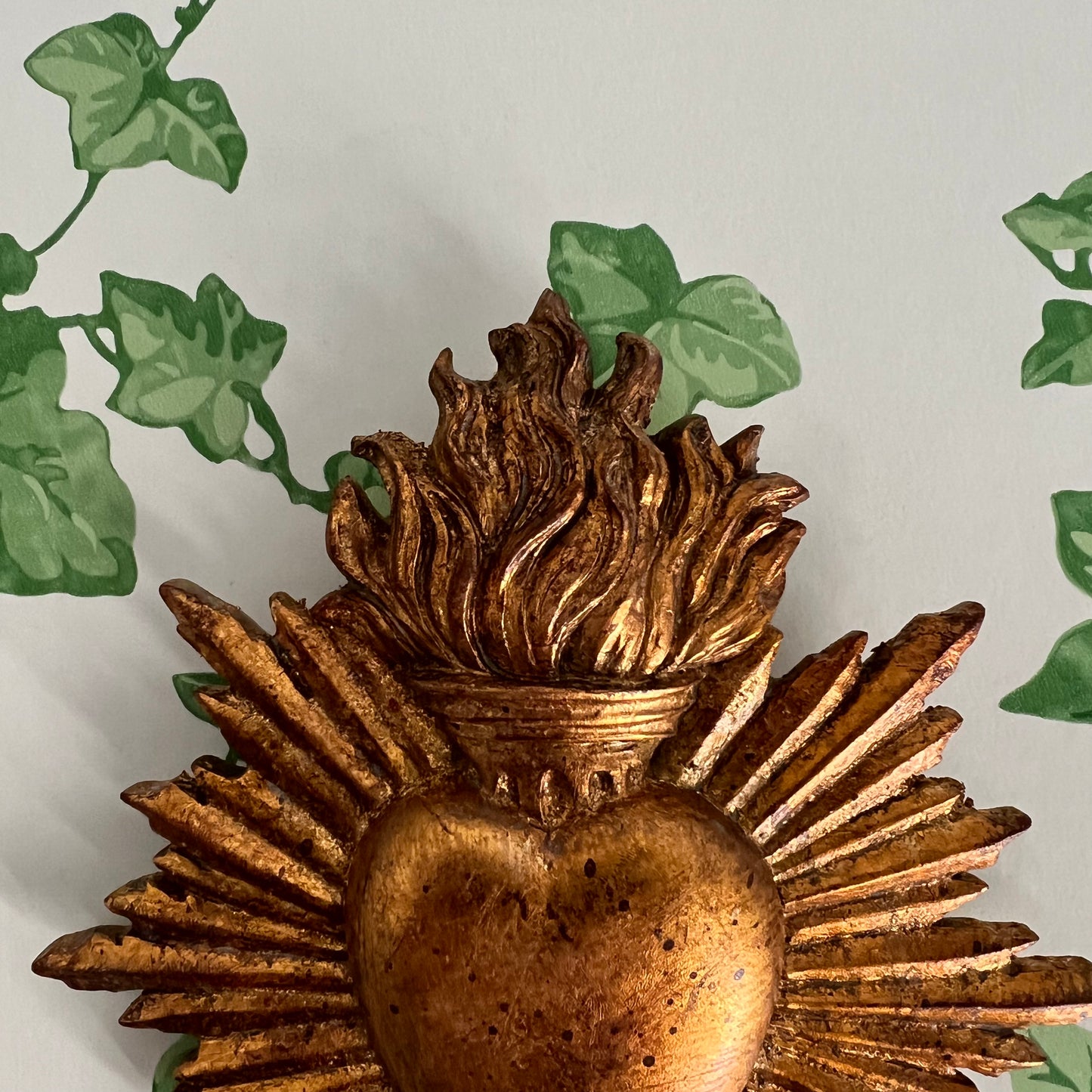 Golden Sacred Heart with Flame