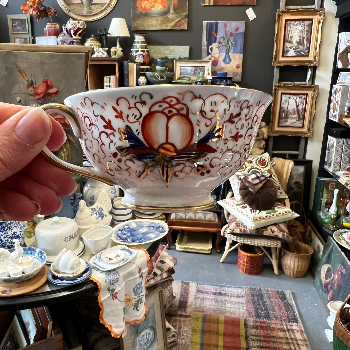Antique Imari Pattern Cup, Saucer and Plate Made by Birks, Rawlins & Co circa 1900s