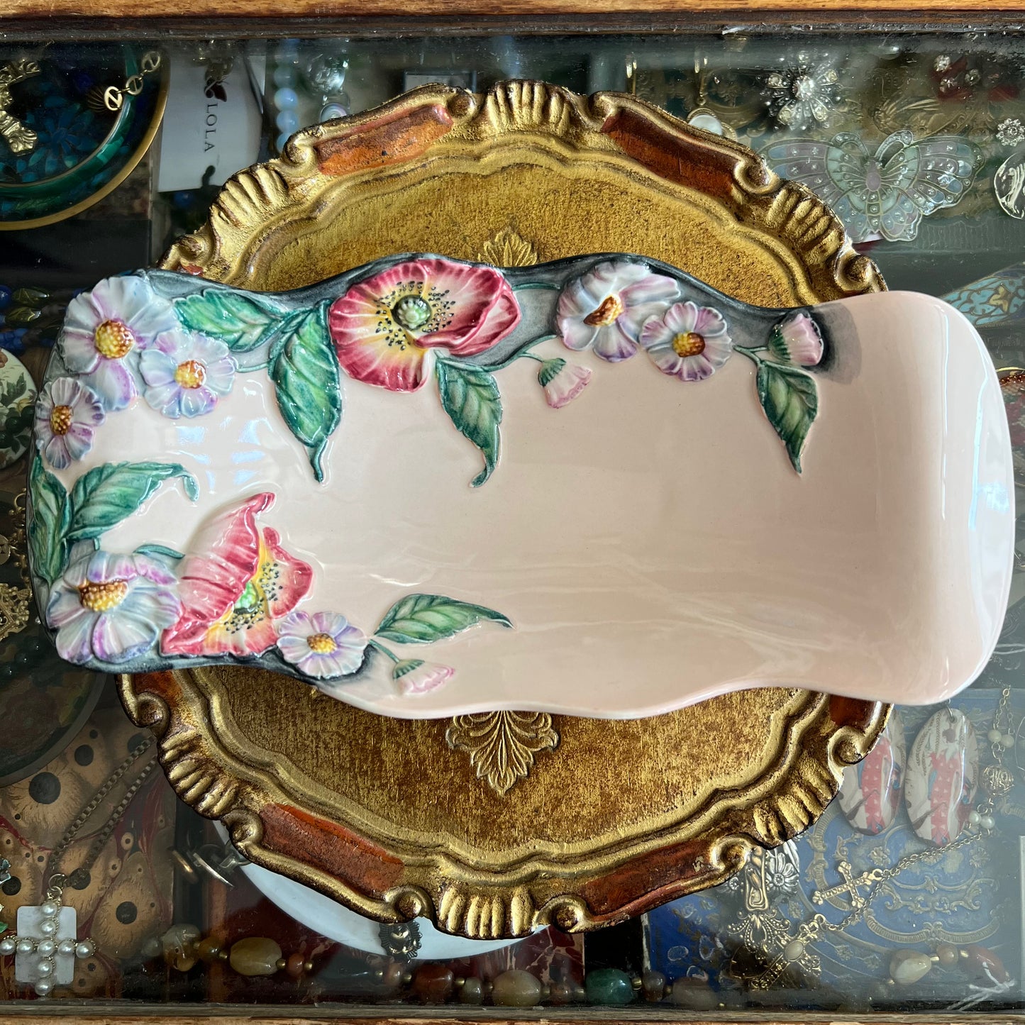 Rare 1940s Carlton Ware Embossed Floral Dish