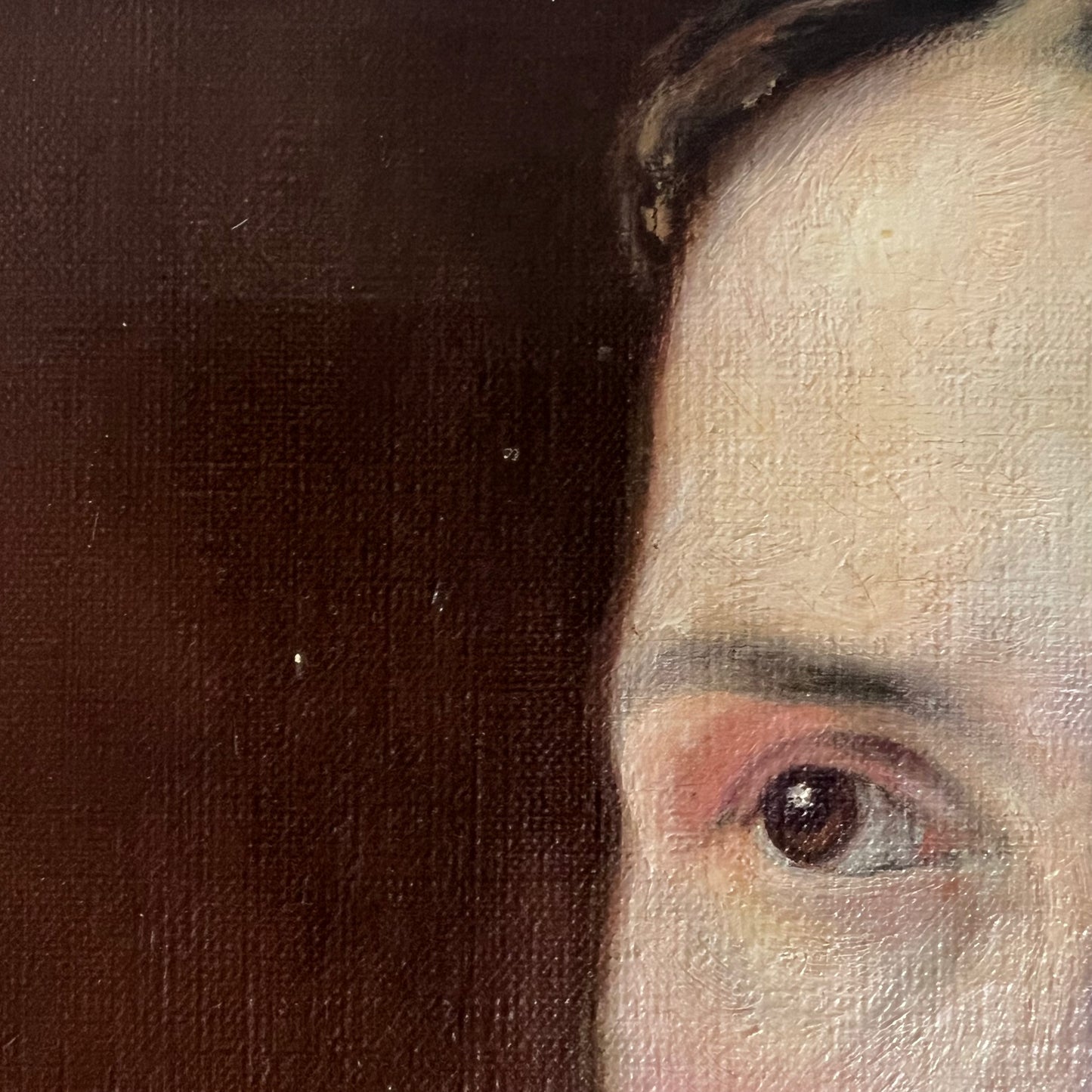 Antique Oil Painting Portrait Young Woman with Cross 1887