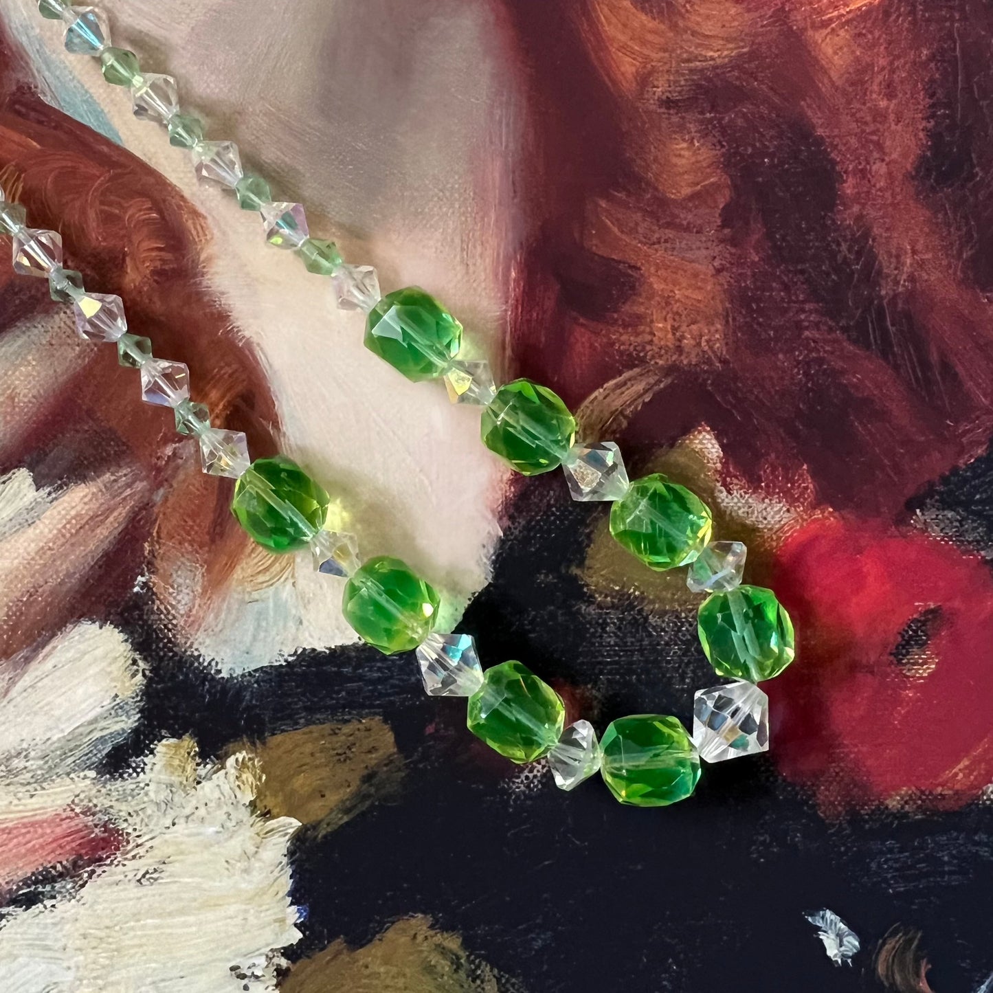Beautiful RARE Vintage Uranium Glass Beads Necklace