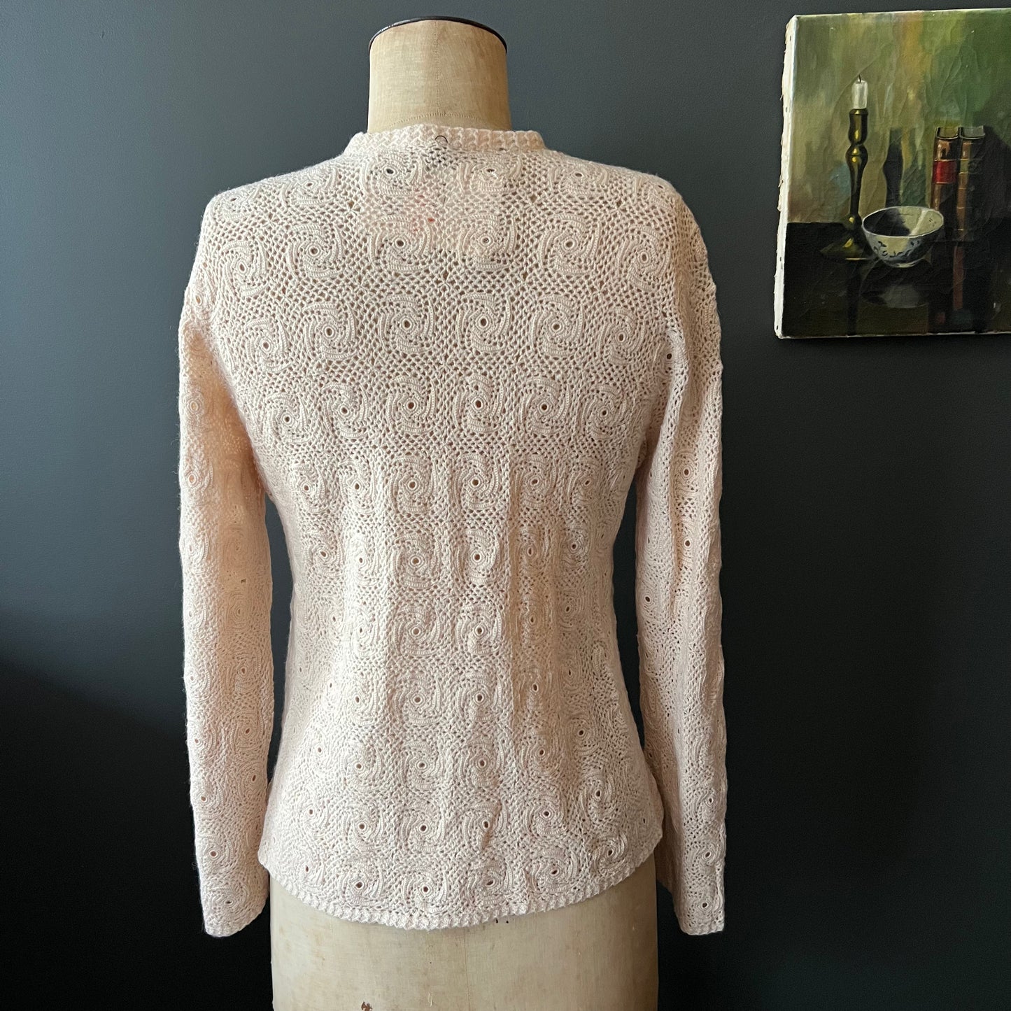 Vintage Sweet Hand Knit Crochet Cardigan