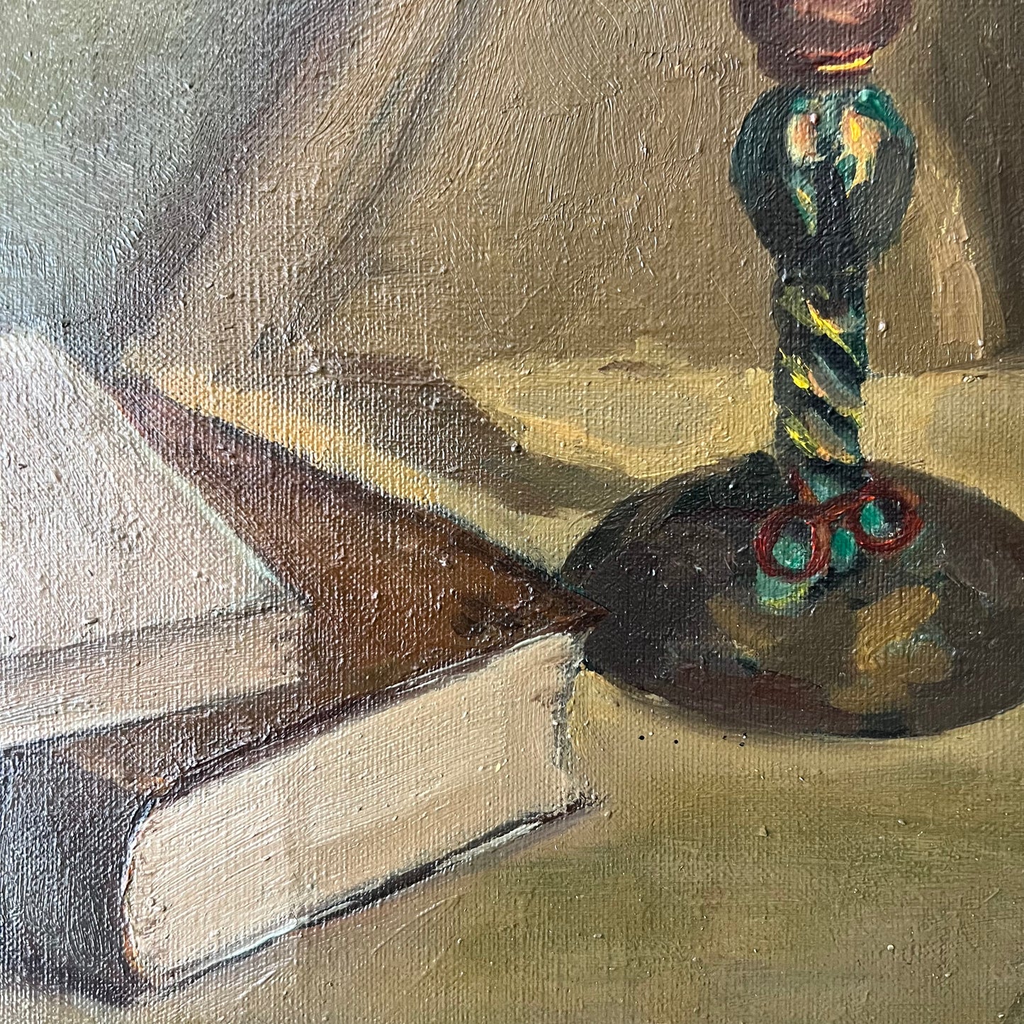 Vintage Dutch Oil Painting Still Life The Ornate Candlestick 1941