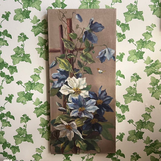 Antique Oil Painting Climbing Clematis