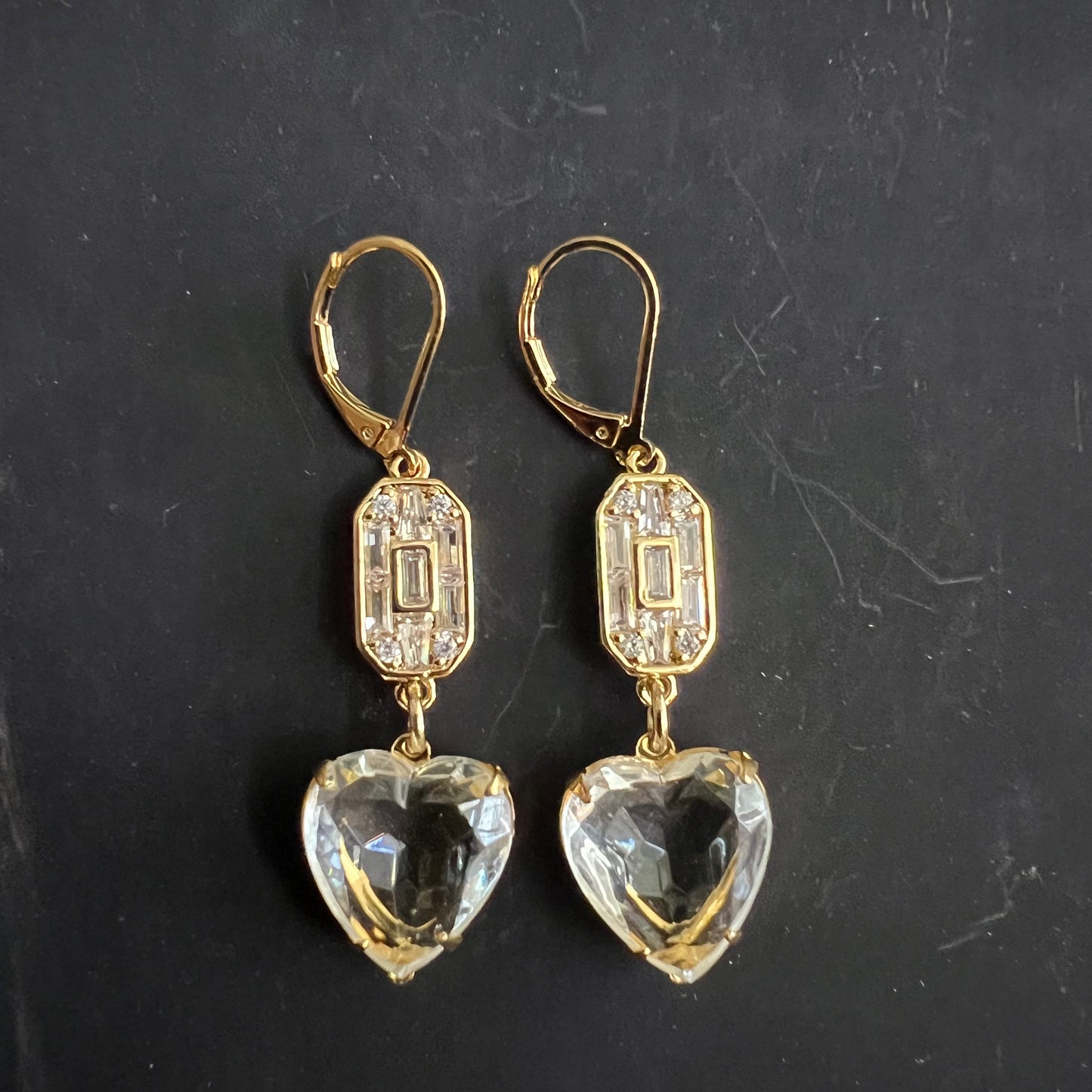 Vintage Crystal Heart Earrings