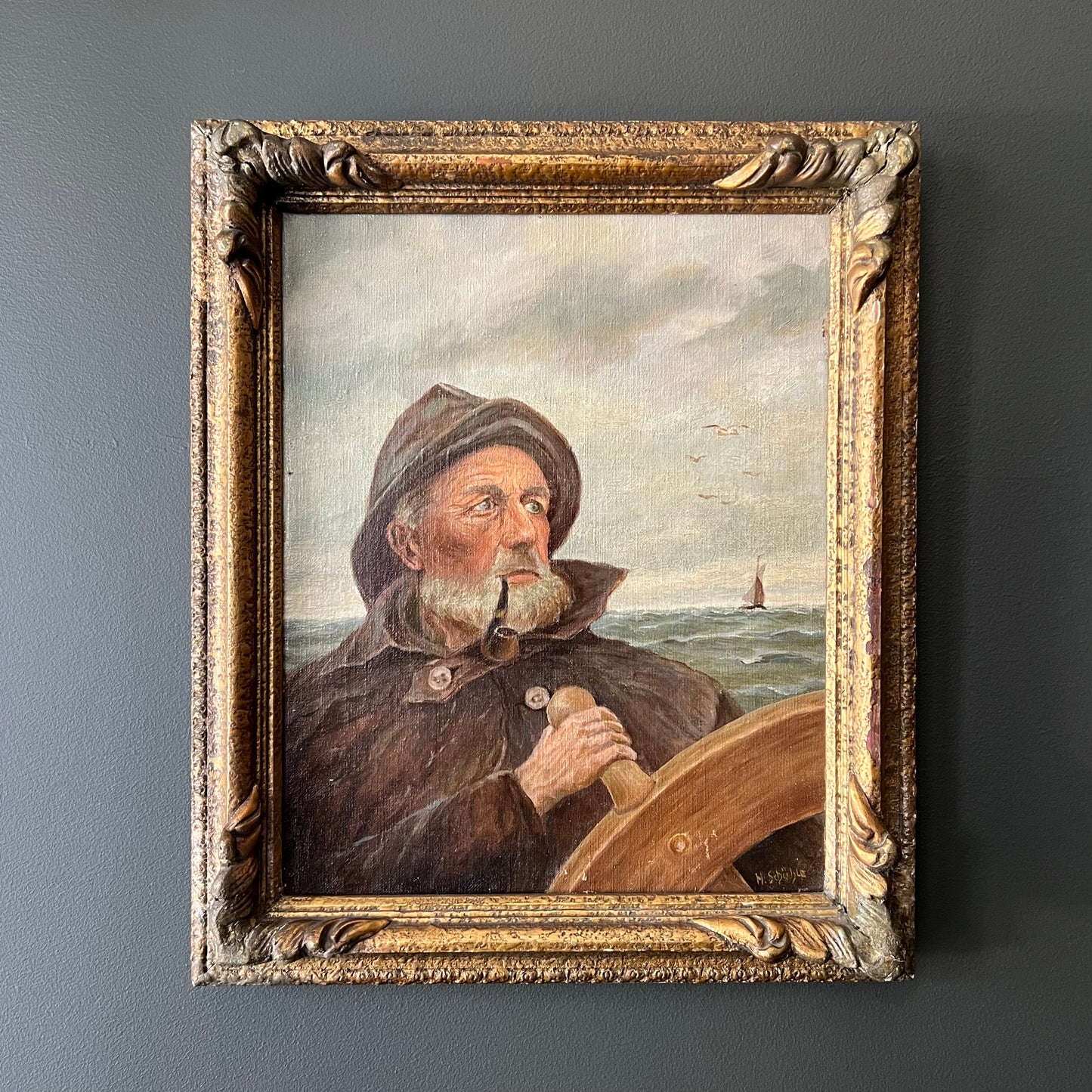 Antique Oil Painting Portrait of a Sea Captain