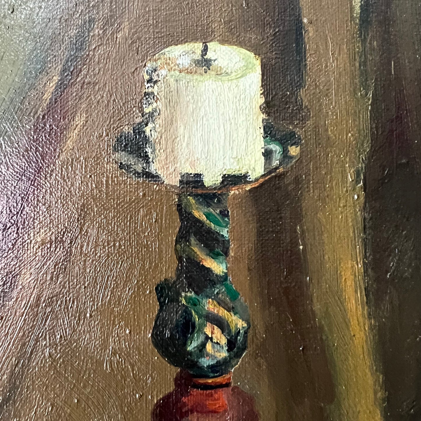 Vintage Dutch Oil Painting Still Life The Ornate Candlestick 1941